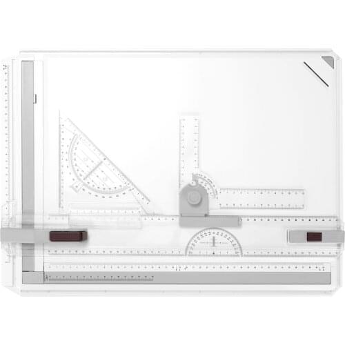 A3 Picture Drawing Board Cartographic Platform with Smooth Guide Rails Precise Marks Ruler Functional Design Auxiliary Tool