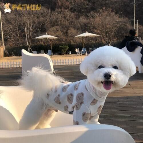 FATHIN 100% Cotton Lovely Bear Knitting Dog Sweater for Small Large Dog Clothes S-XXL