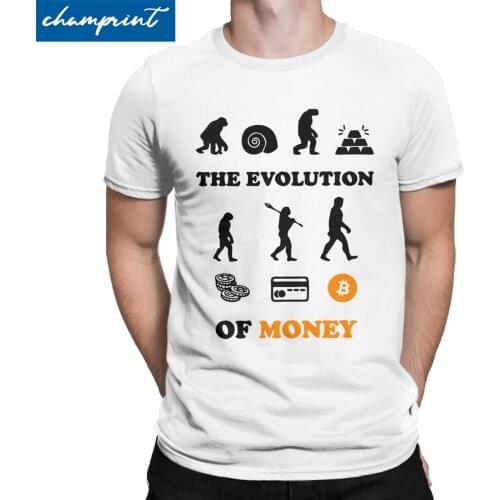 Evolution Of Money Bitcoin Blockchain T-Shirts Men Crypto Cryptocurrency Btc Vintage Tee Shirt O Neck T Shirt Party Clothes