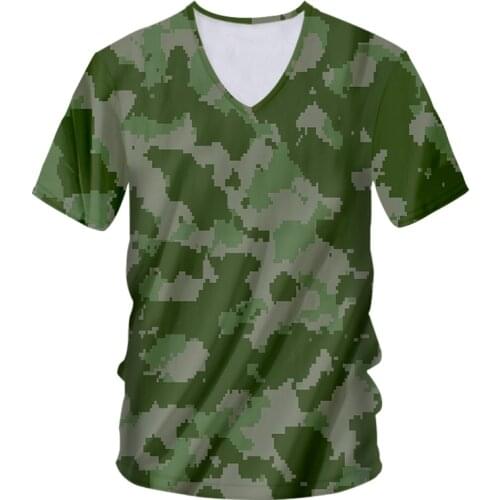 IFPD EU Size Camouflage V Neck T Shirt Summer Men Short Sleeve Tees Outdoor Military Tactical Combat Fitness Streetwear Oversize