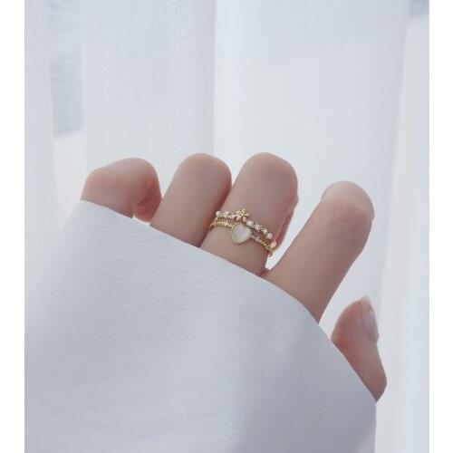 14k Real Gold Exquisite High Grade Diamond Studded Opal Flower Open Love Ring Ladies Dating Party Wear All Match Jewelry