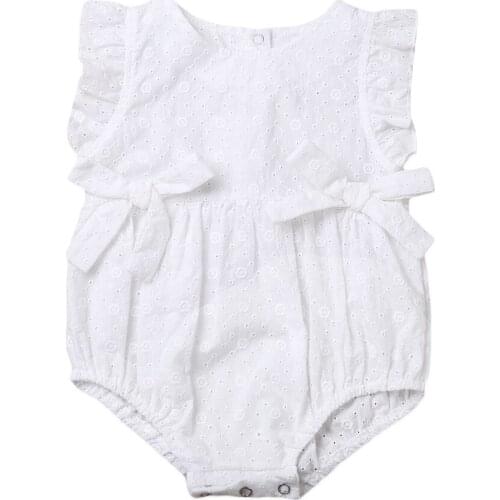 Summer Flower Baby Girls Ruffles Romper Infant Newborn Baby Jumpsuit Playsuit Bow Baby Clothes