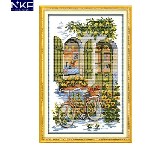 NKF Fragrance House Chinese Cross Stitch Pattern 14CT 11CT DIY Kits Needlework Embroidery Cross Stitch Sets for Home Decor