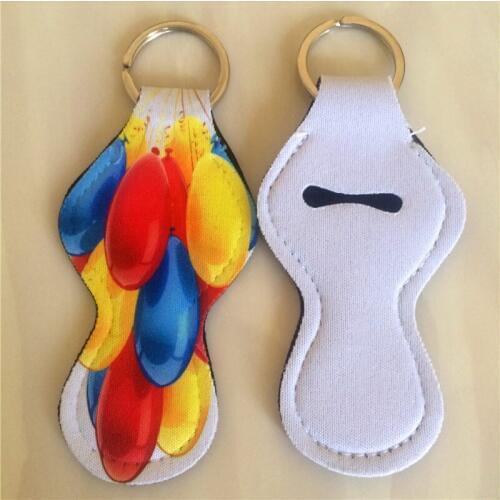 Sublimation keychains neoprene lipstick key ring hot transfer printing consumables 4 shape styles 15pieces/lot
