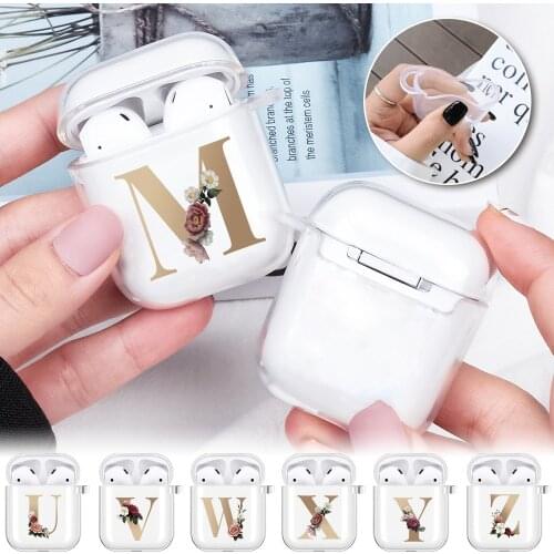 Clear Soft Silicone Letter AirPods Case for Apple Airpods 1st / 2nd Generation Wireless Bluetooth Earphone Cover