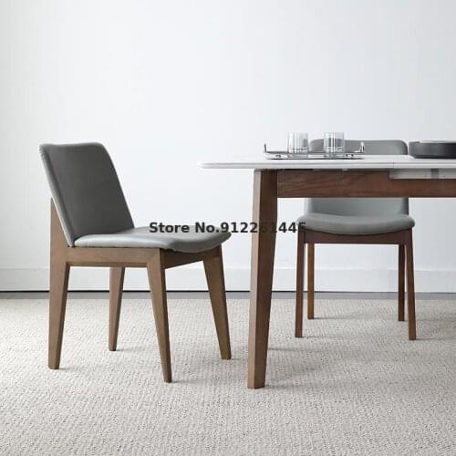 Nordic Solid Wood Ash Dining Chair Leather Chair Modern Minimalist Leather Art