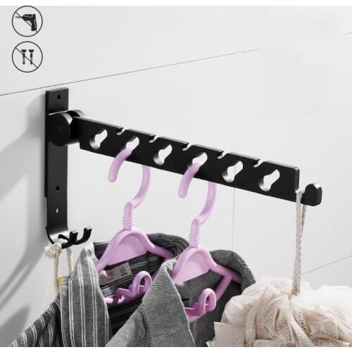 Folding Punch Free Wall Clothing Hanger Space Aluminum Clothes Rack Outdoor Drying Rack Hangers for Clothes Organizer