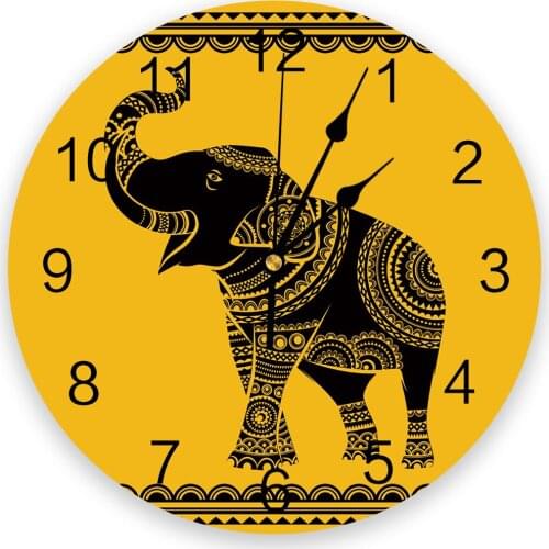 Elephant Art Indian Bobo Style Modern Wall Clock For Home Office Wall Decoration Living Room Bathroom Decor Needle Hanging Watch