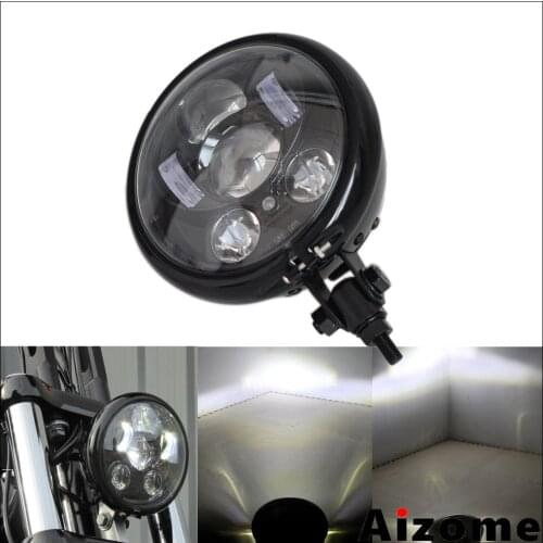 Motorcycle LED Bottom Mount Headlamp 5.75" Headlight For Harley Dyna Street Bob Custom Cafe Racer Bobber Chopper