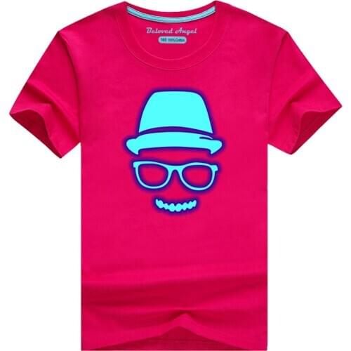 Luminous T Shirt For Boys Girls Kids Children Tops Cotton Clothing Print Short Sleeves Summer Clothes Cartoon Toddler Tee