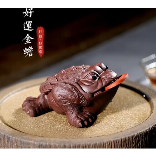 TaoYuan 】 yixing recommended tea pets play furnishing articles purple clay mud luck zhu spittor single price