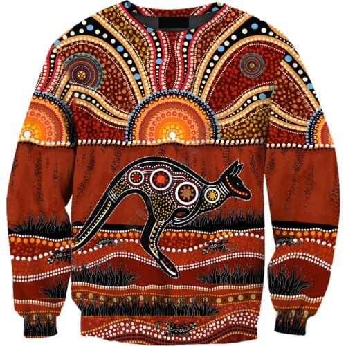 Aboriginal Australia Kangaroo running Lizard Art 3D printed Sweatshirt zipper hoodies women For men Pullover Cosplay Costumes