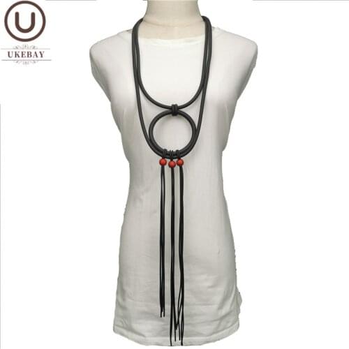 UKEBAY New Handmade Tassel Necklaces Rubber Jewelry Women Dress Accessories Red Pearl Angel Necklace Festival Strange Jewellery