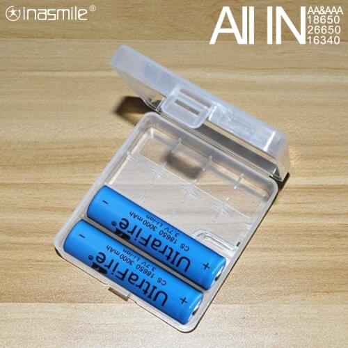 ALL IN Battery Case for 18650 26650 16340 Battery Holder Storage Box for 2 4 8 AA AAA Rechargeable Battery Container Organizer