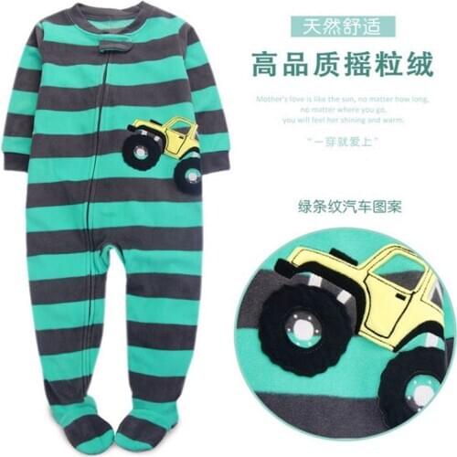 Spring and autumn childrens one-piece polar fleece foot one-piece suit for men and women baby romper pajamas baby romper home c