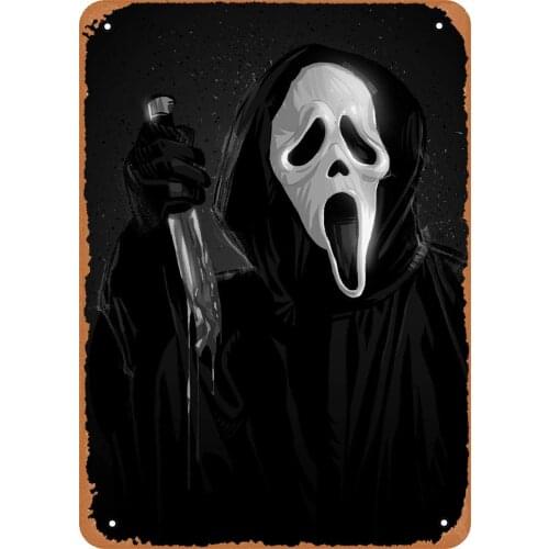 Vintage Metal Sign Ghostface Movies and Tv Bw 8x12 Inches Tin Sign for Home Bar Pub Garage Decor gifts