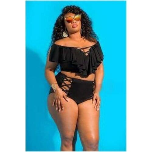 2021 Plus Size 5XL Bikini Set Ruffle Big Swimsuit Large Female Two Piece Womens Swimming Suit High Waisted Woman Bathing Suit