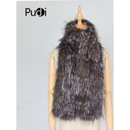 Pudi Women Real Fox Fur Winter Warm Scarf Ring Brand New Genuine Silver Fox Fur Scarves Rings SF843