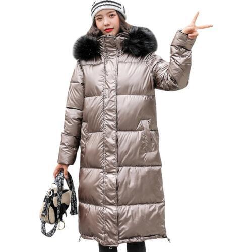 Winter jacket women Windbroof female 2019 long slim solid color female Jackets zip fur collar Coat Parka