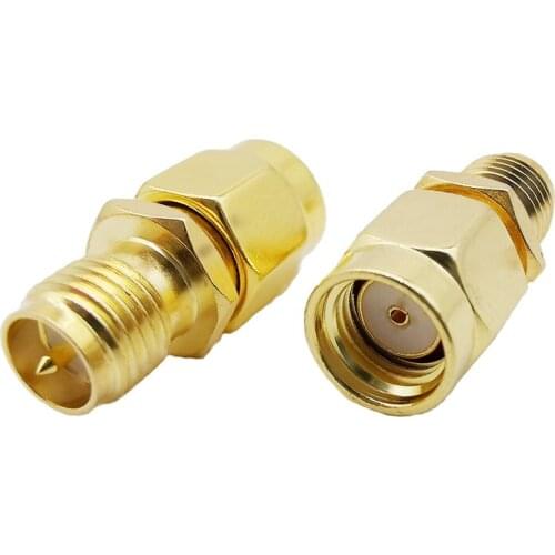1Pcs RP SMA Connectors Gold-Plating RP-SMA Male Jack to RP-SMA Female Plug RF Connector RP SMA Plug Straight RF Coaxial Adapter