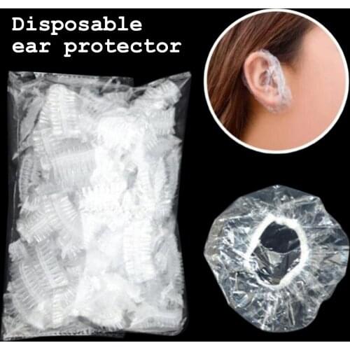 100PCS Disposable Ear Protector Hairdressing Cap Hair Dye Bath Clear Waterproof/Oilproof /Dustproof Safety Not Easy To Break
