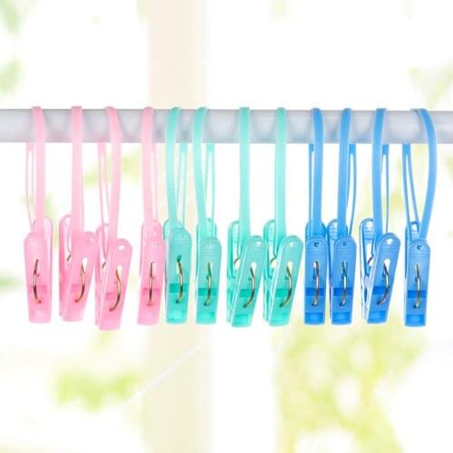 12 household cable clips, clothes drying clips, plastic underwear clips, wind proof tie clips