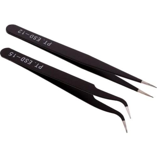 2pcs Stainless Steel Curved Straight Tweezers False Eyelash Extension Tweezers Nippers Pointed Clip Pro Nail Tools #260781