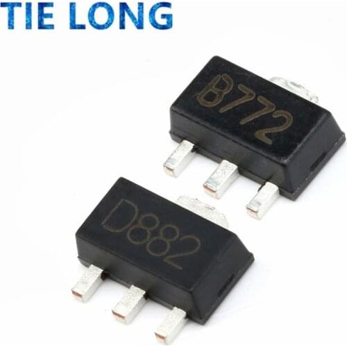 20PCS 2SB772 SOT89 B772 SMD SOT-89 2SD882 D882 PNP MEDIUM POWER TRANSISTOR