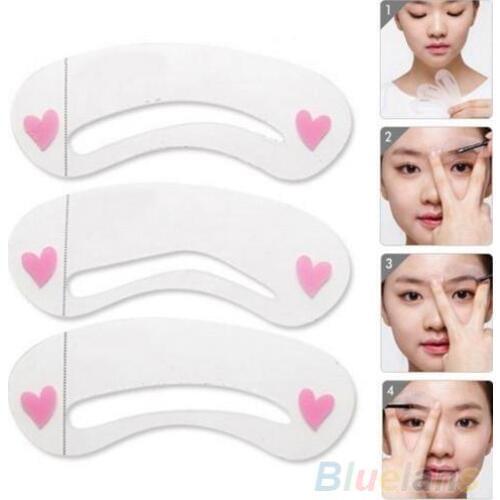 Womens Professional Easy to Use 3 Pcs/1 Set Durable Eyebrow Assistant Template Drawing Card Brow Make Up Stencil in good shape