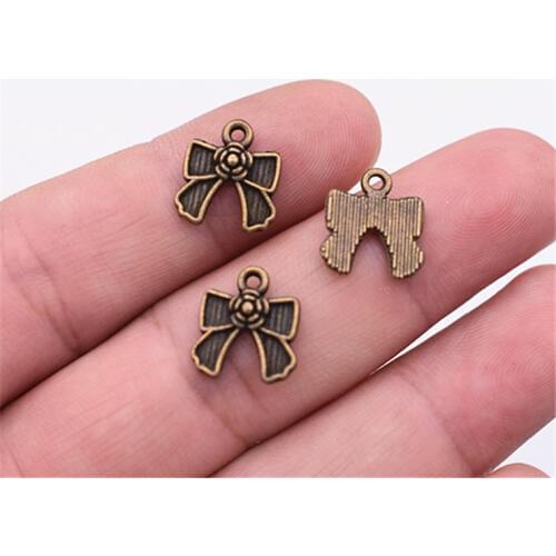 13*12mm 30pcs Antique Bronze Plated Tie Charms Pendant For DIY Necklace Bracelet Jewelry Accessories