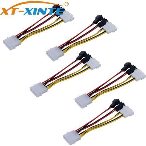 5/10pcs 4-Pin for Molex to 3-Pin fan Power Cable Adapter Connector 12v*2 / 5v*2 Computer Cooling Fan Cable for CPU PC Fan cable