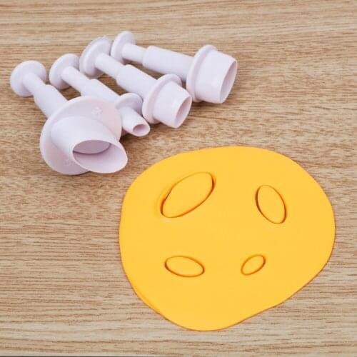 4pcs/set Cake Decorating Tools Sugarcraft Cutter Oval Shape Plunger Fondant Mold Baking Tool DIY Chocolate Cookie Mould