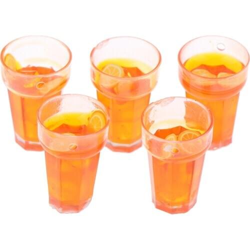 5Pcs Mini 1:12 Dollhouse Miniature Food Lemon Tea Cups Doll House Drinks Model Toy