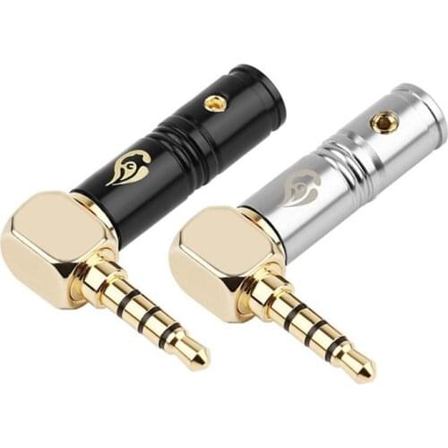 1pc 3.5 Jack 4 Poles Audio Plug Connectors 90 Degree Right Angle Earphone Splice Adapter Headphone Solder Gold Plated Connectors