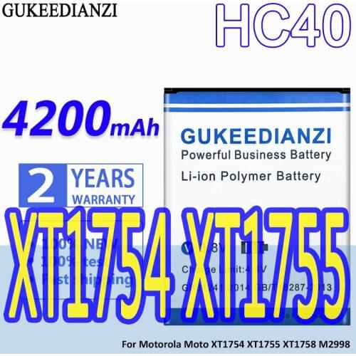 High Capacity GUKEEDIANZI Battery HC40 4200mAh For Motorola Moto XT1754 XT1755 XT1758 M2998 MotoXT1754