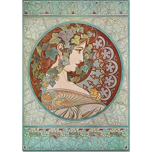5D Alphonse Mucha DIY Diamond Painting Full Square Circular,Diamond Embroidery 3d Picture Of rhinestones