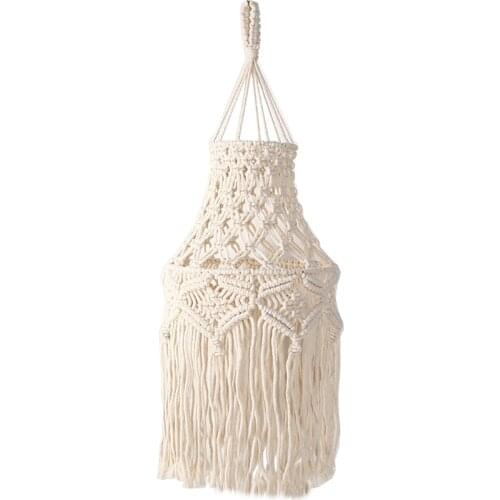 Bohemian Tassel Decor Lantern Macrame Tapestry Wall Hanging Hand-woven Chandelier Lampshade Living Room Coffee Restaurant Decor
