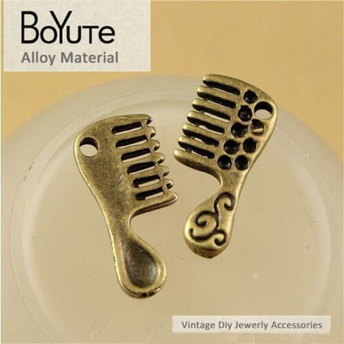 BoYuTe (100 Pieces/Lot) 22*10MM Vintage Style Antique Bronze Plated Zinc Alloy Materials Comb Charms for Jewelry Making