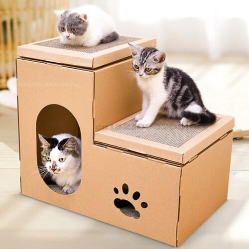 Cardboard Double-layer Villa Nest Paper Box Carton House Cat Scratching Board Cat House Type Grinding Claw Corrugated Cat Nest