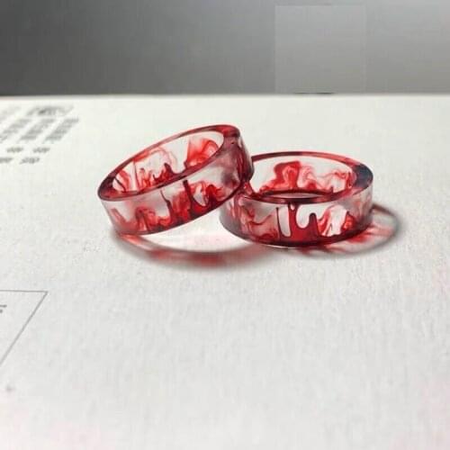 Simple Ink Original Ice and Flame Halo Dye Crystal Resin Punk Exclusive Couple Matching Rings 2021 Trend Jewelry for Men Women