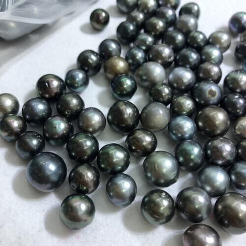 10-13MM Super Big Size Round Pearls, Real Natural Tahitian Tahiti South Sea Pearls, Loose Black Color Pearls, 10PCS/LOT