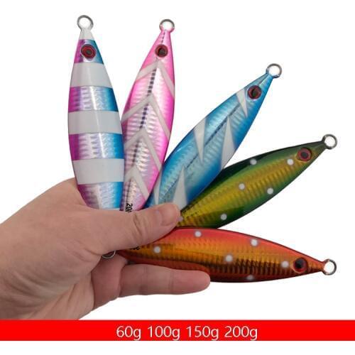OBSESSION Metal Slow Jig lure Luminous Artificial lead Bait 100g 150g 200g 1pcs 4pcs sinking fishing lure carp fishing tackle