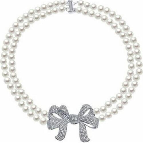 Double strands 8-9mm south sea white pearl necklace 18"19" 925s