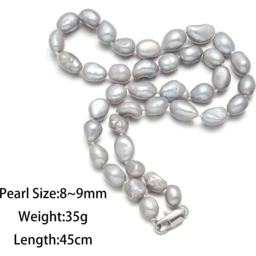 Natural Freshwater Rice-shaped Pearl 8-9 Mm Necklace For Elegant Women Wedding Dress Gift