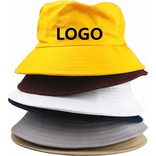 New summer cotton bucket hat with logo Adult custom fisherman caps Reversible Basin hats