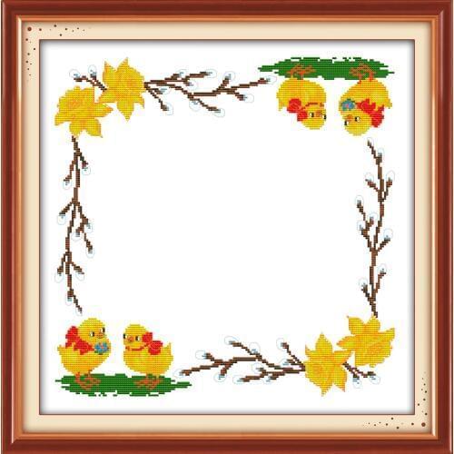 Chicken lovers - Easter cross stitch kit aida 14ct 11ct count print canvas stitches embroidery DIY handmade