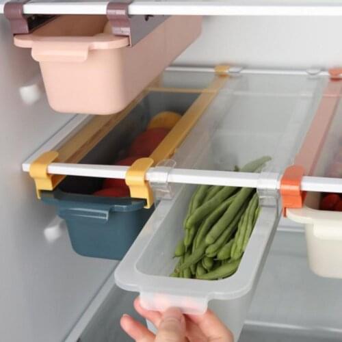 Adjustable Kitchen Organizer Stretchable Refrigerator Storage Rack Food Baskets Fridge Container Space Saver Pull-out Drawer Box