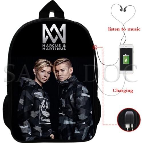Marcus & Martinus School Bags for Teenagers Boys Girls USB Charge Multifunction Backpack Laptop Backpack Travel Bags Mochila