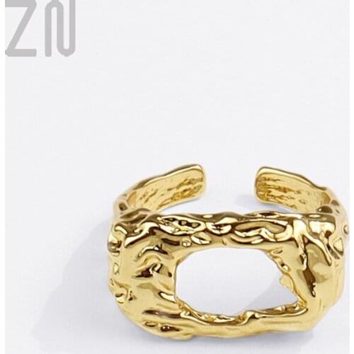 ZN 2021 New Fashion Jewelry Gifts Girl Trendy Classic Creativity Simple Hollow Out Gold Color Opening Finger Rings for Women