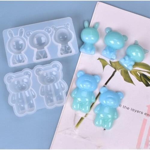 DIY Crafts Decoration Crystal Epoxy Resin Mold 3D Bear Doll Ornament Silicone Mould Jewelry Making Tool